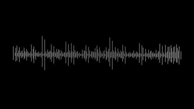 Minimalist White Audio Waveform on Black Background