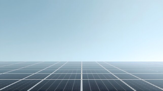 Clean energy panels reflecting a clear sky, symbolizing a sustainable future.