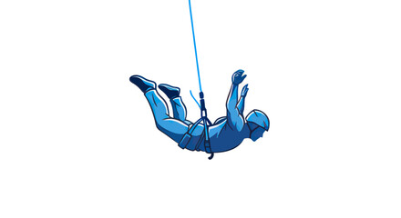 Man performing extreme rappelling sport with safety gear. © wdflm