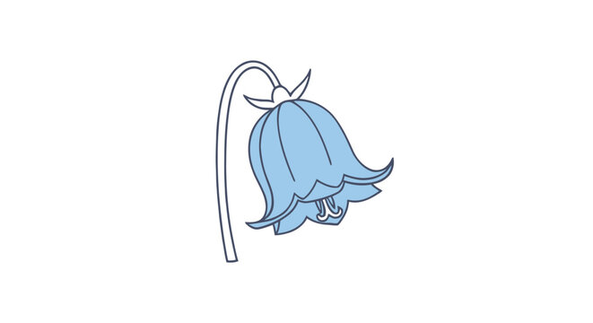 Minimalist bluebell flower vector illustration isolated on white background