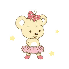 Obraz premium Adorable Ballerina Bear with Bow