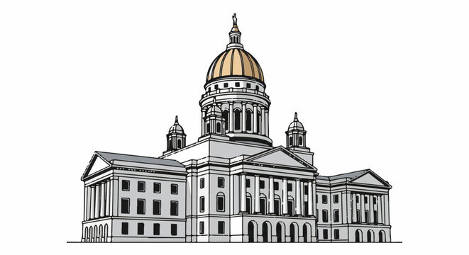 Grand, classical building with a prominent golden dome, arched entrances, and columned porticos