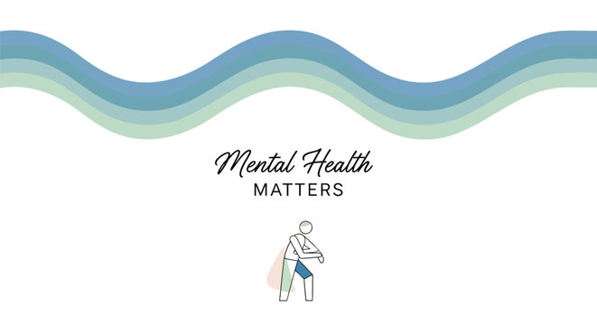 Mental health awareness, wellness icons, supportive care symbols, vector graphics