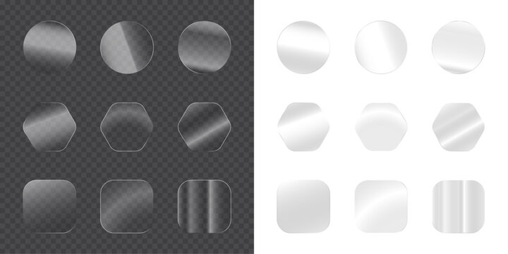 Set of shiny glass shapes