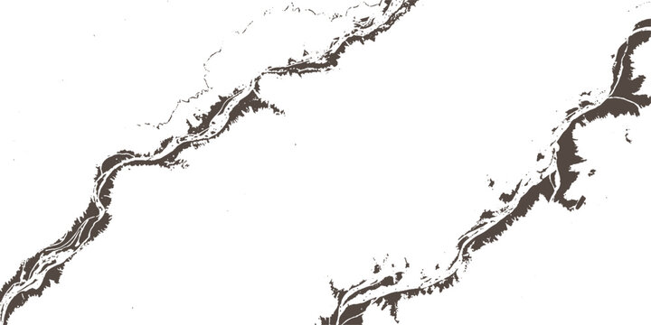 Abstract dark brown river delta pattern on white background texture