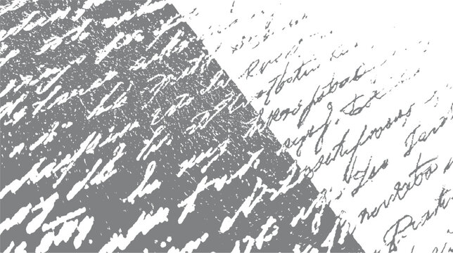 Textured gray and white abstract background with faded handwritten script handwriting