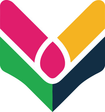 Colorful Book Icon With Symbols.