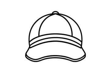Fototapeta premium Simple black and white line drawing of a classic baseball cap