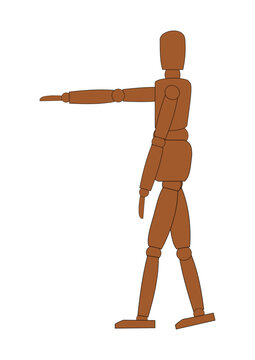 Wooden Figure Pointing to the Left or Straight Ahead