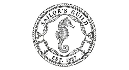 Fototapeta premium Vintage sailor guild emblem with seahorse.