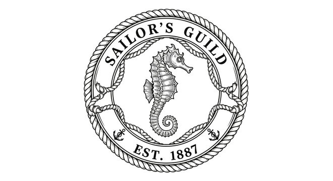 Vintage sailor guild emblem with seahorse.