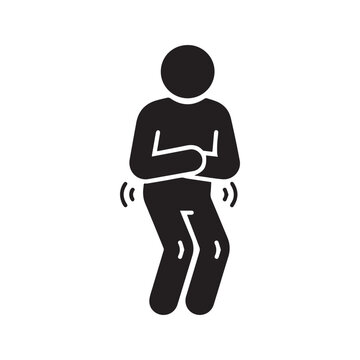 Man Holding Crotch Urgent Toilet Need Stick Figure Silhouette Icon
