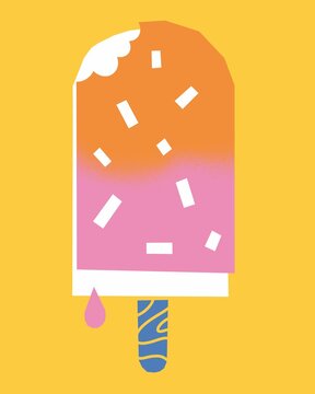 Cute Playful Ice Cream Illustration in Simple Graphic Style