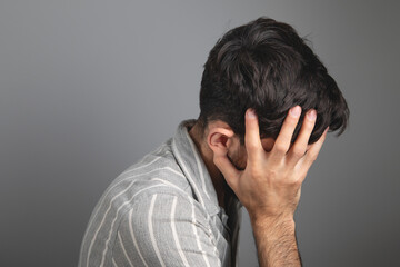 Fototapeta premium Stressed caucasian man. Depression. Stress