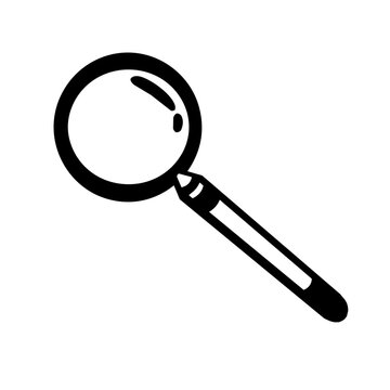 Magnifying glass icon black color. Magnifier isolated on transparent background.