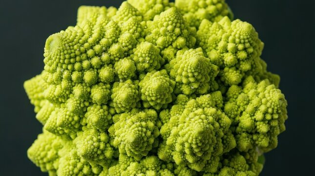 An isolated romanesco broccoli close-up, striking fractal spirals, fresh green texture and crisp natural detail from the Brassica family, ultra-realistic, no logos.