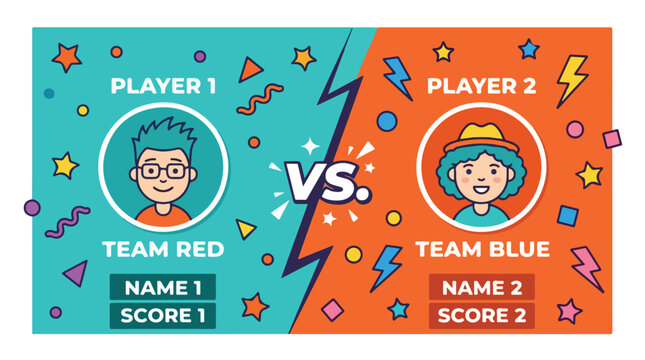 Competitive sports match between two teams with players wearing colorful uniforms and intense action scene