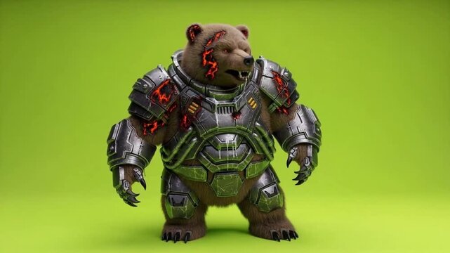 Cyborg Bear Green Screen Concept for Sci fi Projects
