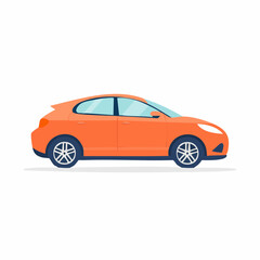 Fototapeta premium Orange Hatchback Car Illustration