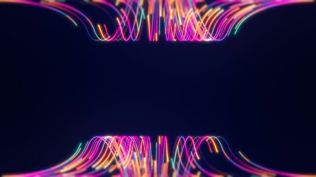 Neon light waves abstract background template copy space loop video