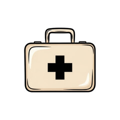 Obraz premium First aid kit icon with black cross on transparent background