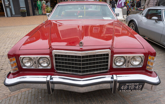 Katwijk aan Zee, The Netherlands, 11.04.2026, Ford LTD 1976 2nd generation front view, classic american car at the old timer show