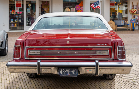 Katwijk aan Zee, The Netherlands, 11.04.2026, Ford LTD 1976 2nd generation rear view, classic american car at the old timer show