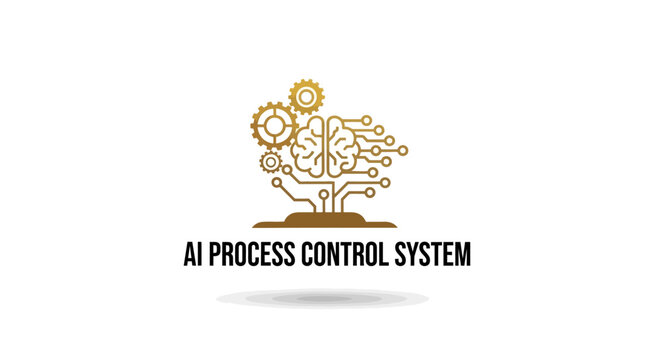 Artificial Intelligence Process Control System Depicted with Brain and Gears.