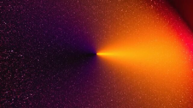 Vibrant orange light beam in space.