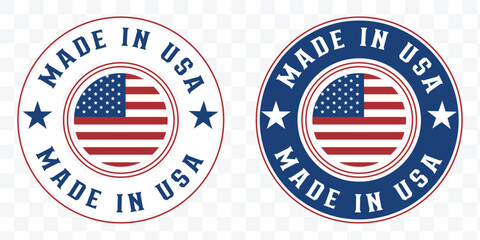 Made in USA Circular Flag Badge Pair, Premium Quality Made in USA Round Emblem Collection © Gul