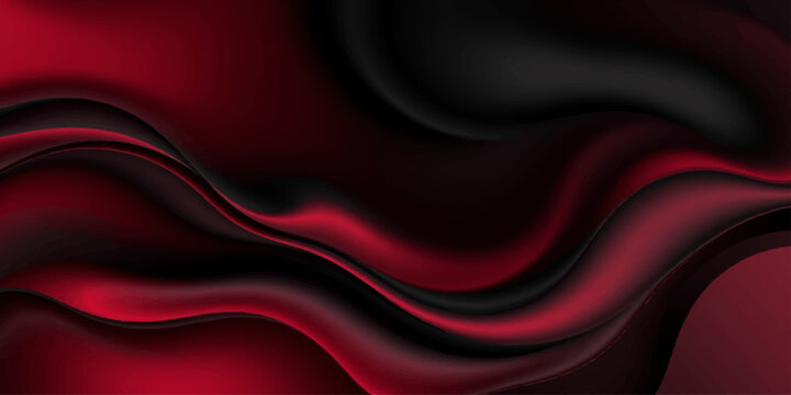 Smooth flowing red silk fabric with luxury satin waves and soft textured curves creates an elegant abstract backdrop design