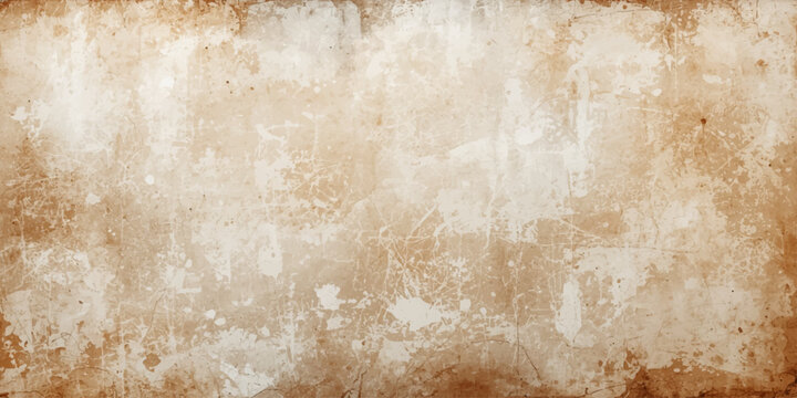 A vintage collection of aged parchment and old paper textures features a stained brown grunge surface set against a rough antique wood background for a retro design pattern