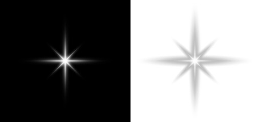 Obraz premium White sparkling star glowing light radiant magical burst flare shine abstract background vector illustration design isolated.