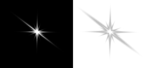 White shining star glow sparkle light radiant burst flare magic abstract background. © LIUBOV