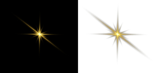 Yellow shining star glow sparkle light radiant burst flare magic abstract background. © LIUBOV