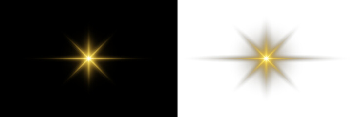 Yellow sparkle star glowing light shine bright flare burst magic abstract background. © LIUBOV