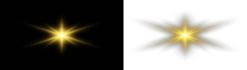 Yellow star sparkle glow light shining magic burst flare bright abstract background. © LIUBOV
