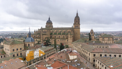 Obraz premium Aerial view of the new cathedral of salamanca in spain