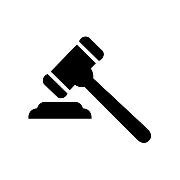 Court gavel with sound block law justice filled icon