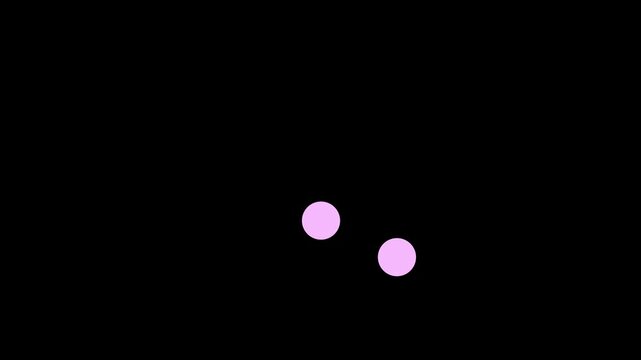 Hypnotic 4K video: a seamless loop of animated light pink circles orbiting in a perfect circular path on a deep black background. Simple and elegant geometric motion graphics.