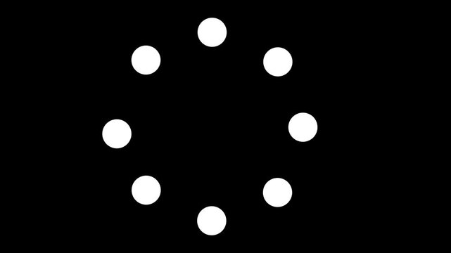 eamless 4K high-contrast video featuring elegant white circles in a rhythmic, circular animation on black. The fading effect creates a sophisticated geometric visual, perfect for motion backdrops.