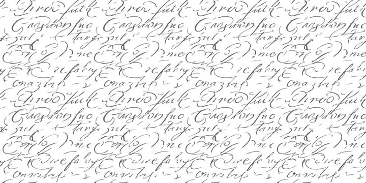 A vintage seamless pattern featuring dense, handwritten script in black ink on a white background, evoking historical documents and letters.