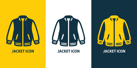 Jacket Icon Set Vector – Winter Clothing, Coat & Outerwear Symbols for Fashion and Retail © MdRazibul