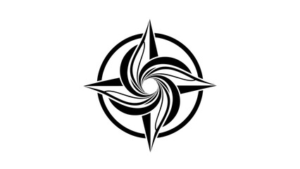 Black and white compass graphic symbol. © Avra