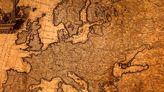 Detailed antique cartographic map of Europe with geographic labels.