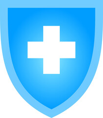 Fototapeta premium Medical Shield Icon Healthcare Protection Cross Symbol