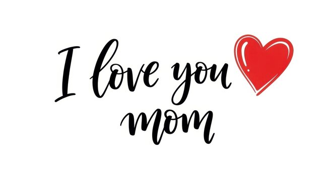Elegant Handwritten Message Expressing Love for Mother with Heart.