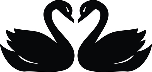 Elegant swan silhouette pair a romantic symbol isolated on transparent background © Shanta Akter Ahk