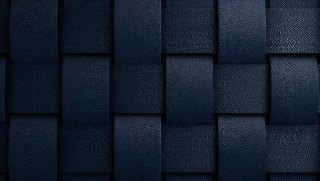 Abstract dark blue background with a textured woven pattern featuring shimmering highlights and a subtle gradient effect in a 3D render