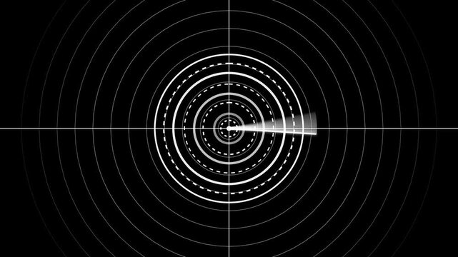 Abstract radar screen digital interface. Futuristic radar screen interface animation. Futuristic Radar Scan interface on black background.